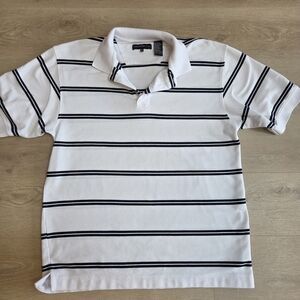 Classic White Polo with Black Stripes